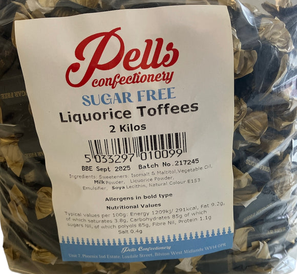 Pells Sugar Free Liquorice Toffee -  2kg Bag