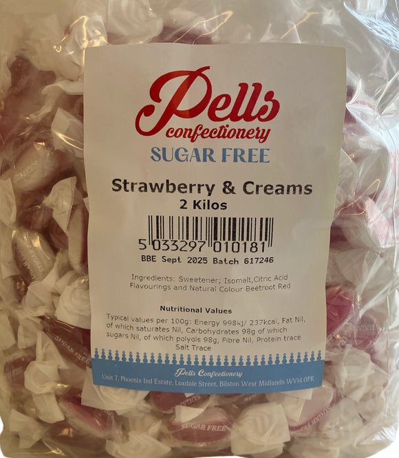 Pells Sugar Free Strawberry & Cream -  2kg Bag
