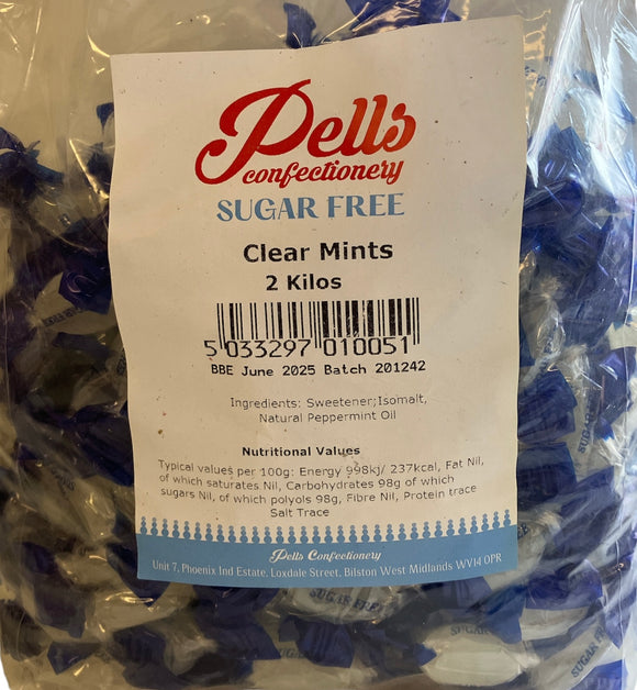 Pells Sugar Free Clear Mints -  2kg Bag