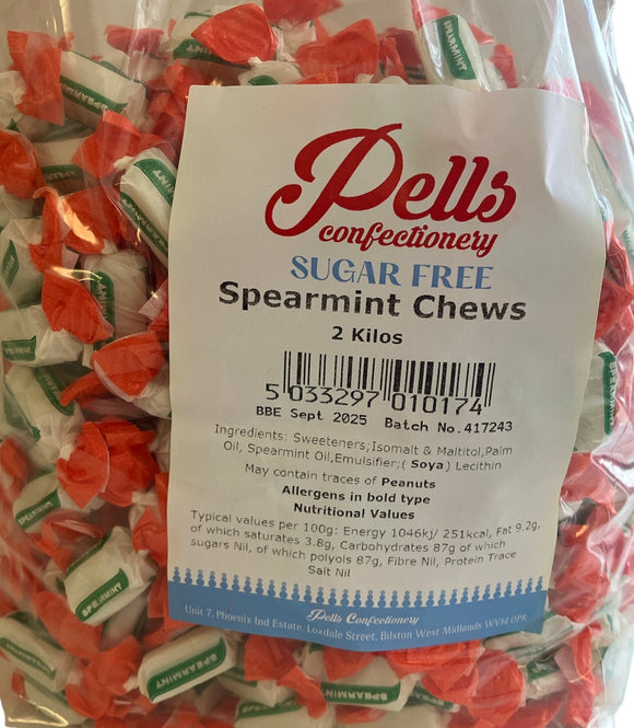 Pells Sugar Free Spearmint Chews -  2kg Bag