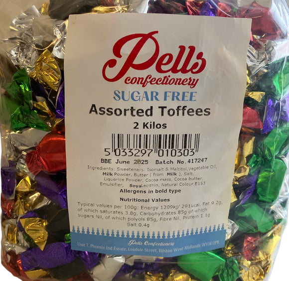 Pells Sugar Free Assorted Toffee -  2kg Bag