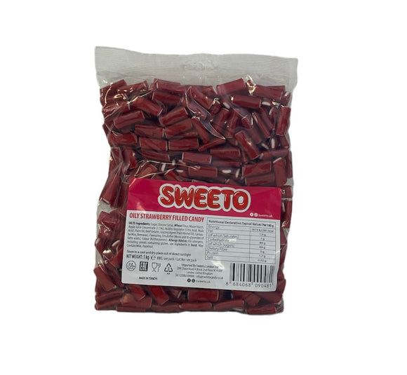 Sweeto Oily Strawberry Filled Candy (1 x 1kg) = 47p Per 100g