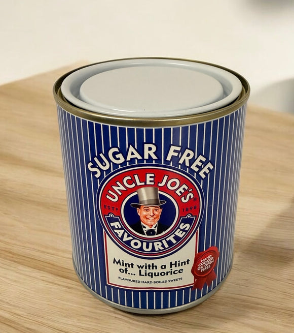 Uncle Joe's - Sugar Free Mint With A Hint Of Liquorice  Hard Boiled Sweet - Tin 120g