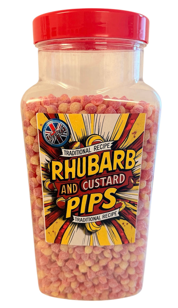 Mitre Confectionery - Rhubarb & Custard Pips Jar 1 x 2.75kg - Gluten Free