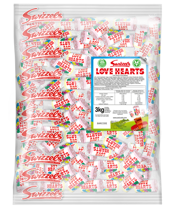 Swizzels Matlow Love Hearts Bulk 1 x 3kg