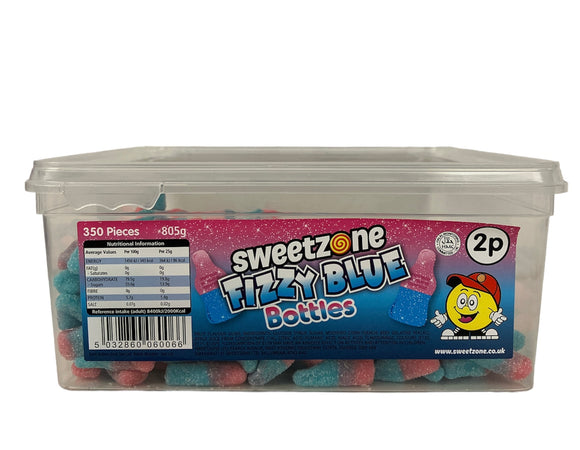 SweetZone 2p Fizzy Blue/Pink Bottles 805g Tub - Halal