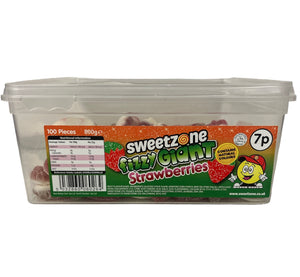 Sweetzone 7p Fizzy Giant Strawberries Tub 1 x 800g - Halal