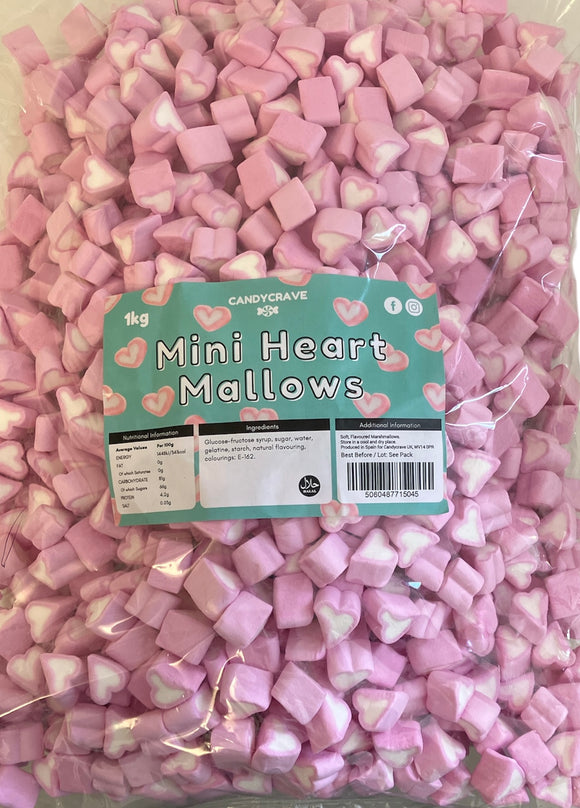 Candy Crave (Mon) Mini Heart Mallows - Halal - 1kg Bags