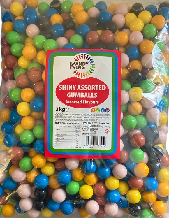Zed Candy -  Shiny Assorted Gumballs - Vegetarian - Gluten Free - Dairy Free - Halal - Poly Bag 3kg