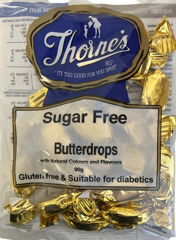 Thornes Sugar Free Butterdrops Pre-Packs 12 x 90g - GLUTEN FREE - SUITABLE FOR DIABETICS