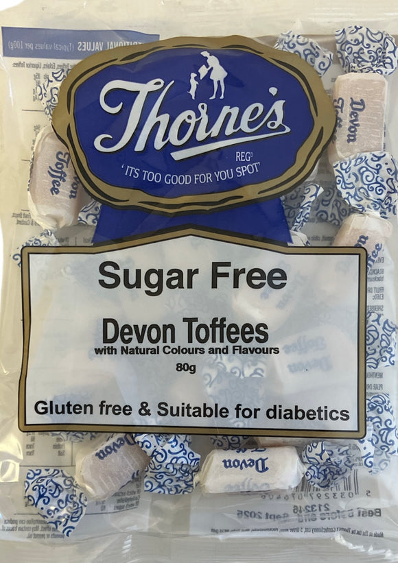 Thornes Sugar Free Devon Toffees Pre-Packs 12 x 80g - GLUTEN FREE - SUITABLE FOR DIABETICS