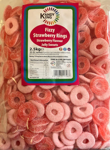 Zed Candy -  Fizzy Strawberry Rings - Gluten Free - Dairy Free - Halal -  Poly Bag 1 x 2.5kg