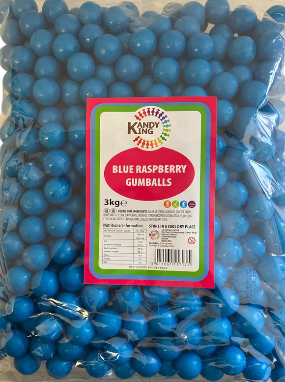 Zed Candy -  Blue Raspberry Gumballs - Vegetarian - Gluten Free - Dairy Free - Halal - Poly Bag 3kg