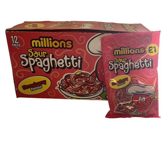 Millions Sour Spaghetti - Strawberry Flavour - 120g x 12pk - Halal