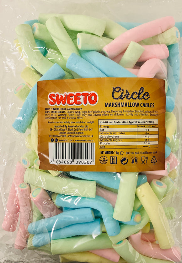 Sweeto Circle Cable Fruit Flavour Marshmallow - Halal