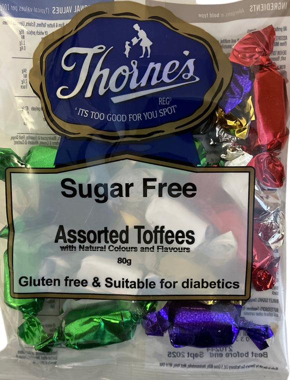 Thornes Sugar Free Assorted Toffees Pre-Packs 12 x 80g - GLUTEN FREE - SUITABLE FOR DIABETICS