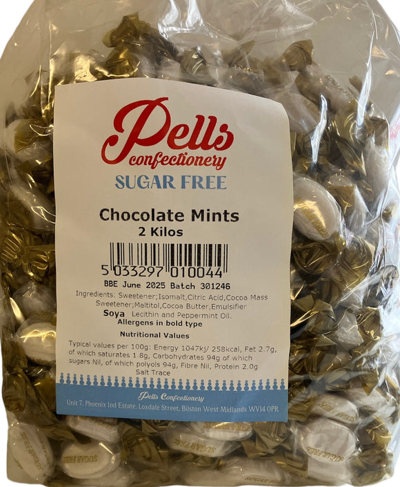 Pells Sugar Free Chocolate Mints -  2kg Bag