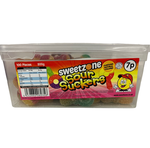 SweetZone 7p Sour Suckers Tub  - 800g - Halal