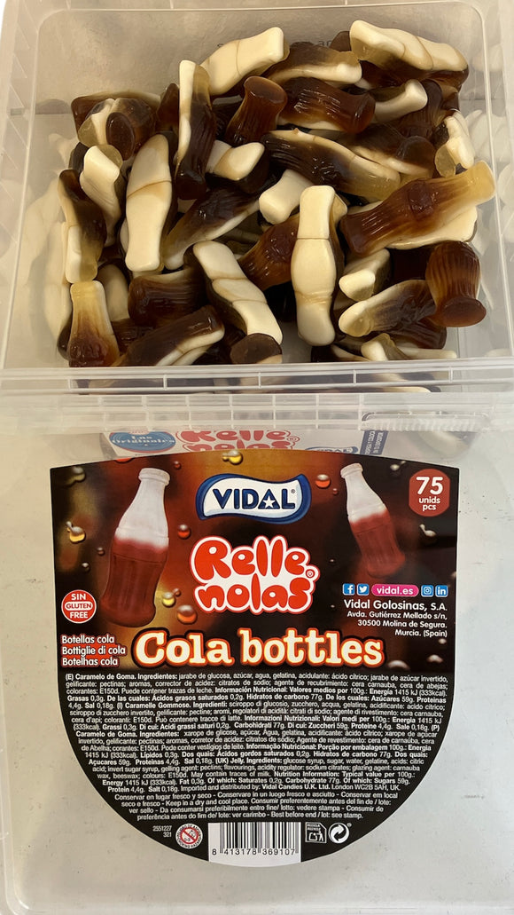 Vidal - Jelly Filled Cola Bottles Tub -  75pk - Gluten Free