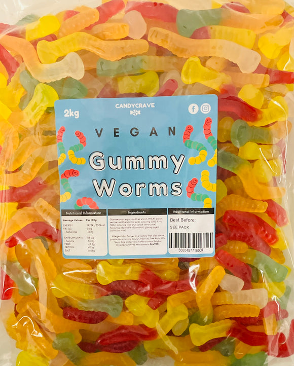 Candy Crave (Mon) Gummy Worms - Vegan (1x2kg) Bags