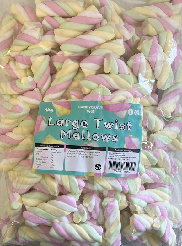 Candy Crave (Mon) Large Twist Mallows - Halal - 1kg Bags