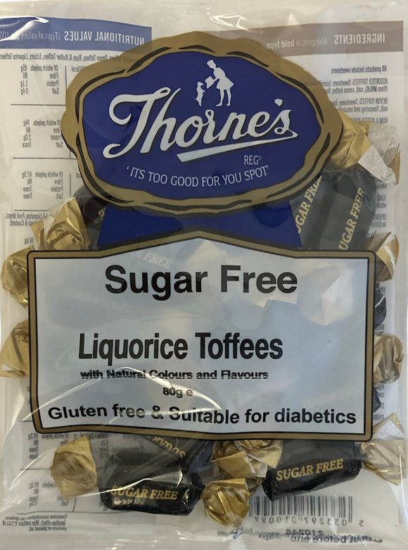 Thornes Sugar Free Liquorice Toffee Pre-Packs 12 x 90g - GLUTEN FREE - SUITABLE FOR DIABETICS
