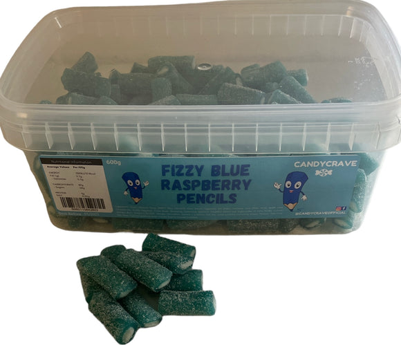 Candy Crave (Mon) Fizzy Blue Raspberry Pencils - 600g Tub