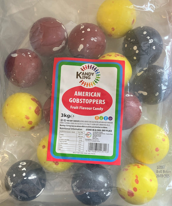 Zed Candy -  American Gobstoppers - Vegetarian - Gluten Free - Dairy Free - Halal - Poly Bag 3kg