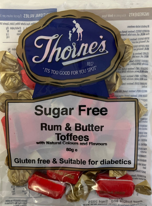Thornes Sugar Free Rum & Butter Pre-Packs 12 x 80g - GLUTEN FREE - SUITABLE FOR DIABETICS
