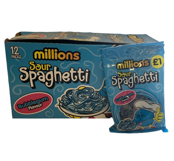 Millions Sour Spaghetti - Bubblegum Flavour - 120g x 12pk - Halal