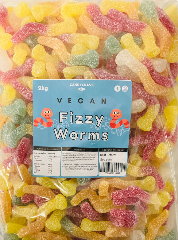 Candy Crave (Mon) Fizzy Worms - Vegan (1x2kg) Bags