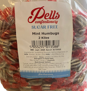 Pells Sugar Free Mint Humbugs -  2kg Bag