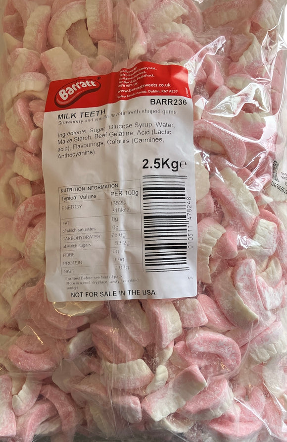 Barratt / Tangerine Taveners - Milk Teeth  -  Strawberry & Vanilla Flavour - Bulk Bag  2.5kg