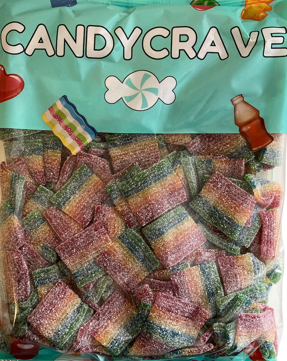 Candy Crave (Mon) Assorted Fruit Flavour Sour Candy Belts - Halal - 1kg Bag