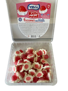 Vidal - Jelly Filled Strawberries & Cream Tubs 75pk - Gluten Free