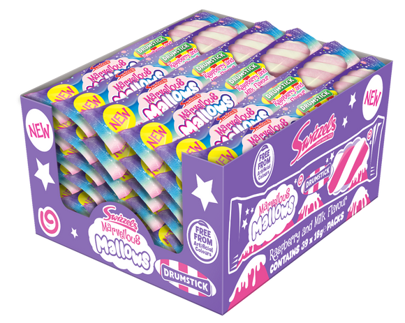 Swizzels Matlow Raspberry and Milk Flavour Mallow  -  Packs 36 x 18g