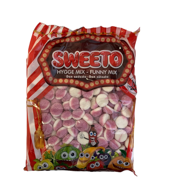 Sweeto Funny Mix- Strawberry Flavoured Sugared Ponpon Shaped Jelly Gummy - 1kg bag
