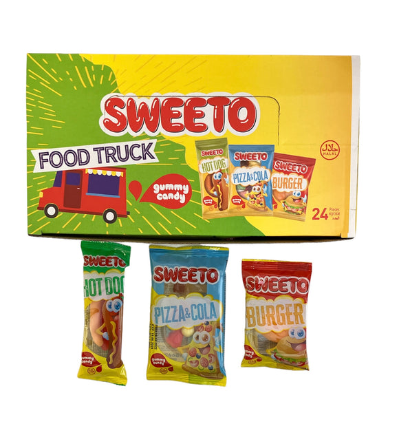 Sweeto Food Truck - 24 pieces per box - Hot Dog, Pizza & Cola, Burger