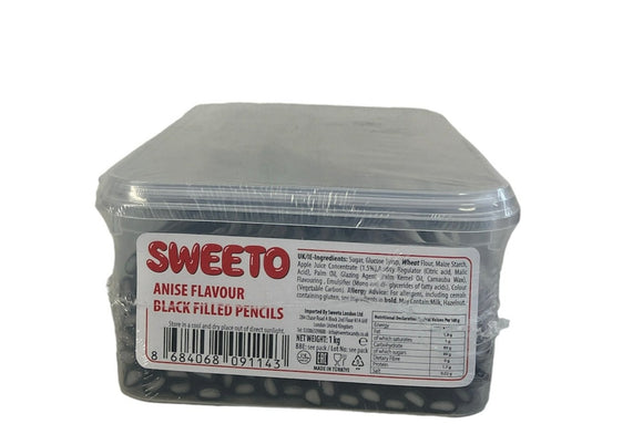 Sweeto Anise Flavour Black Filled Pencils  (1 x 1kg) = 39p Per 100g