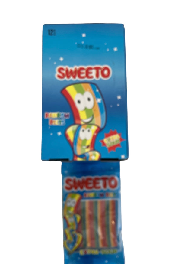 Sweeto Rainbow Extra Sour Belts - Tutti Frutti Flavoured - 12pk