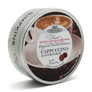 Simpkin's Travel Sweets Sugar Free Cappuccino Flavour Drops Tin 6 x 175g