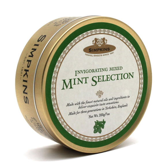 Simpkin's Travel Sweets Mint Selection Traditional Mint  Drops Tin 6 x 200g