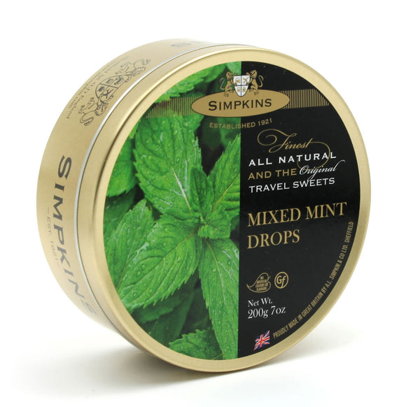 Simpkin's Travel Sweets Mixed Mint Drops Tin 6 x 200g