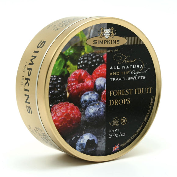 Simpkin's Travel Sweets Forest Fruit Drops Tin 6 x 200g