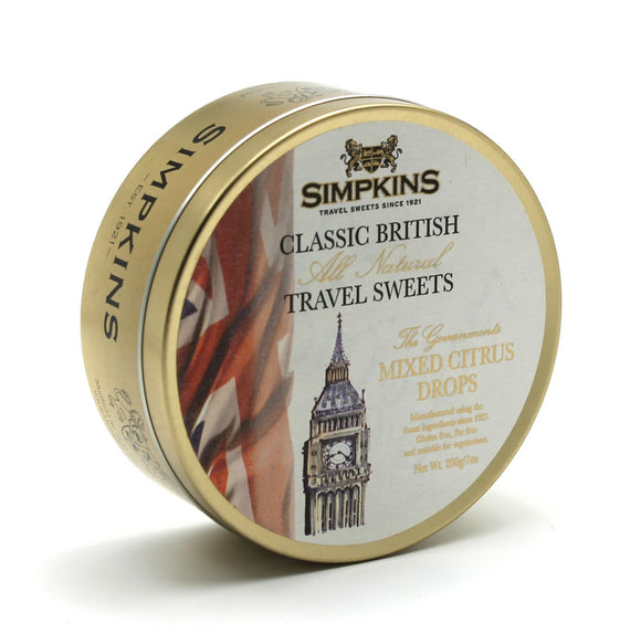 Simpkin's Travel Sweets Big Ben Classic Mixed Citrus Drops Tin 6 x 200g