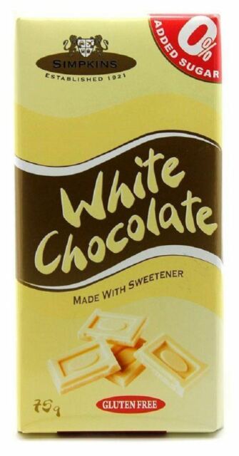 Simpkins No Added Sugar White Chocolate Bar 12 x 75g