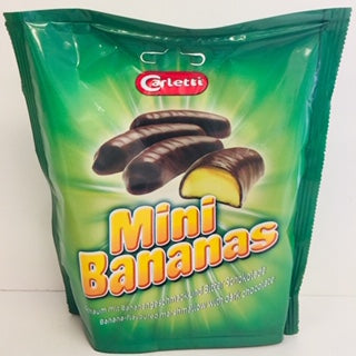 Carletti Chocolate Covered Mini Mallow Bananas 135g Doy Bag 1 x 24pk