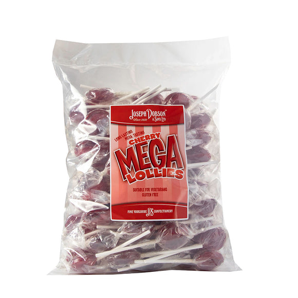 Joseph Dobson Wrapped Mega Lollies Cherry Poly Bag 1 x 80pk = 12.5p Per Lolly