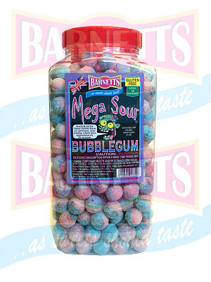 Barnetts Mega Sour Bubblegum  Jar 1 x 3kg = 65p Per 100g