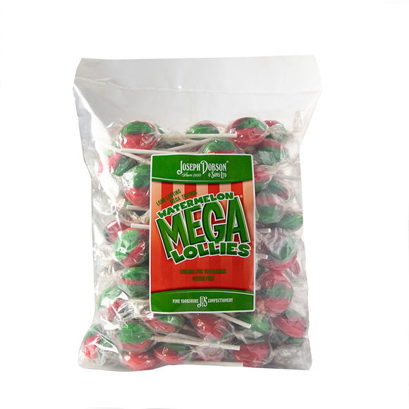 Joseph Dobson Wrapped Mega Lollies Watermelon Poly Bag 1 x 80pk =12.5p Per Lolly